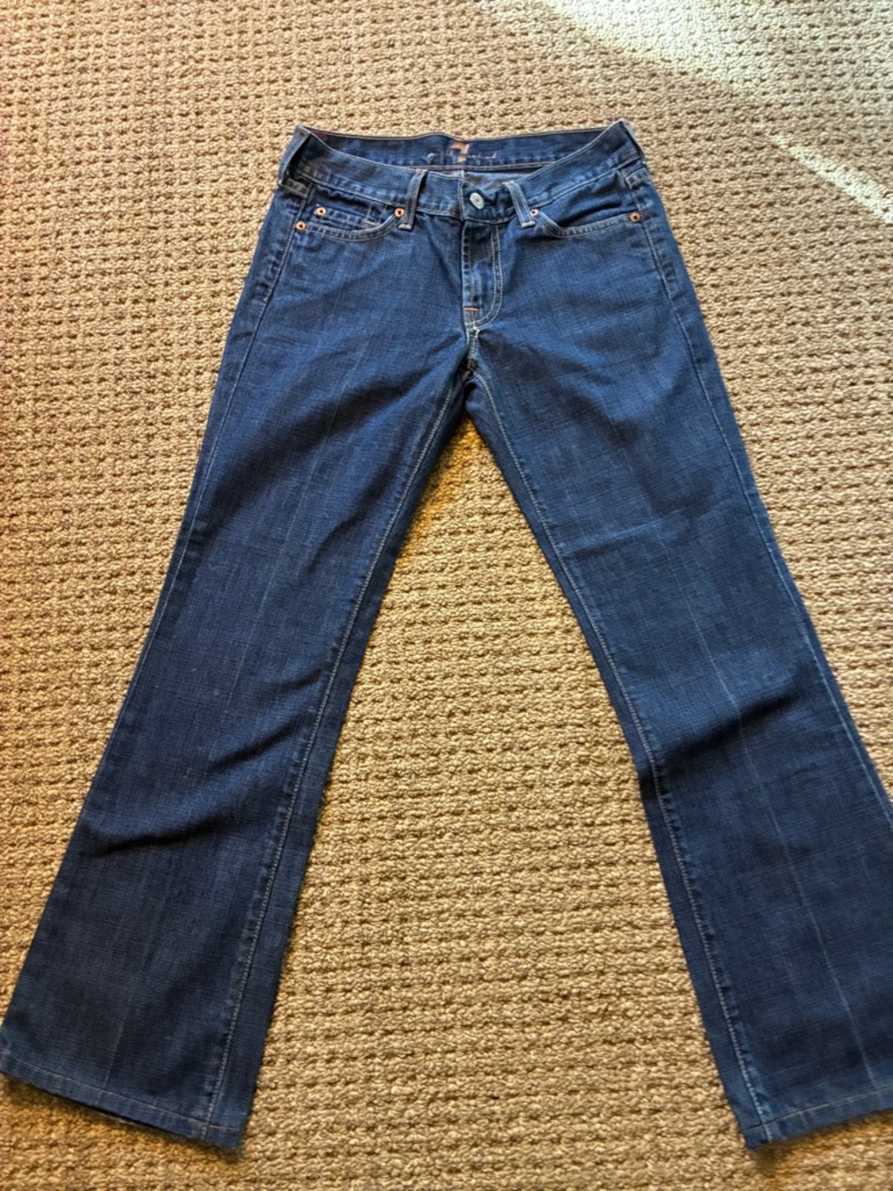 7 For All Mankind Dark Blue Flare Wide-Leg Jeans